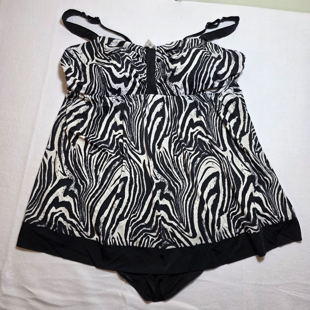 Catherines Black‎ and White Zebra Print One Piece Swimsuit Size 32W